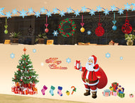 ２枚セットウォールステッカー クリスマス 飾り60x90cm 特大サイズ のり付きステッカー 貼ってはがせる 壁シール サンタクロース 雪の結晶 クリスマスツリー剥がせる壁紙 シール　DIYインテリア店舗　窓ガラス　パーティー 飾り用品　雰囲気満点　【endsale_18】