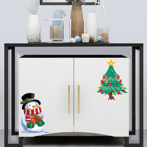 ウォールステッカー クリスマス 飾りクリスマスツリーと雪だまる　ステッカー　剥がせる　壁紙 シール　インテリア　DIY　ウォールステッカートイレキッチン 部屋　店舗　窓ガラス　パーティー 飾り用品　雰囲気満点