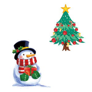 ウォールステッカー クリスマス 飾りクリスマスツリーと雪だまる　ステッカー　剥がせる　壁紙 シール　インテリア　DIY　ウォールステッカートイレキッチン 部屋　店舗　窓ガラス　パーティー 飾り用品　雰囲気満点