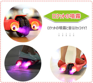 子供用 キックボードキックスクーター 3輪 スクーター LED 光るホイール 　ロケット　炎噴射　音楽　メロディー　大音量　再生　機能付き  ３段階調整可能　 ギフトに最適　【endsale_18】