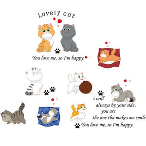 ウォールステッカー【10匹の猫　lovely cat 】 シール式 装飾 おしゃれ 壁紙 はがせる 剥がせる wall stickerペットショップ 子供部屋 赤ちゃんの部屋 幼稚園 教室 遊園地 遊び場 バスルーム キッチン ベッドルーム  リビング ルーム 寮 ホーム 廊下 玄関壁シール