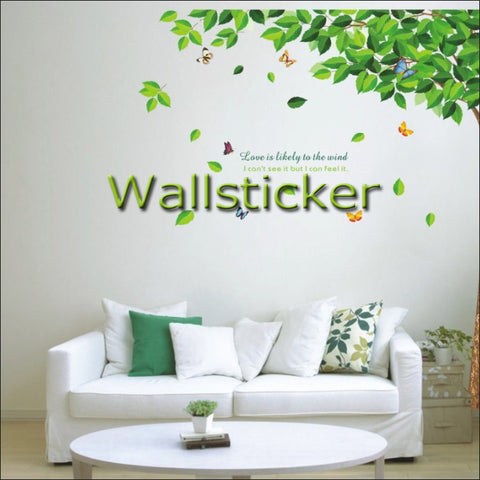 ウォールステッカー 木　【木の葉と蝶】壁紙シール　wall sticker 北欧 癒しウォールステッカー ツリー アイビー 植物 緑 壁シール おしゃれ 簡単 壁紙 かわいい シール【autumn_D1810】