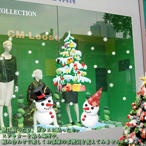 ウォールステッカー クリスマスツリーや雪だるま柄　クリスマス飾り　クリスマスハンドメイド　ガラスステッカー店舗　ショーウィンドウ　カッティングシートウィンドウディスプレイクリスマス　お歳暮　おしゃれ 北欧 シール　ウォールステッカー トイレ リビング