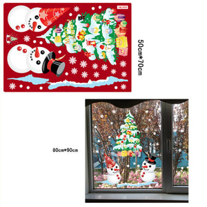 ウォールステッカー クリスマスツリーや雪だるま柄　クリスマス飾り　クリスマスハンドメイド　ガラスステッカー店舗　ショーウィンドウ　カッティングシートウィンドウディスプレイクリスマス　お歳暮　おしゃれ 北欧 シール　ウォールステッカー トイレ リビング