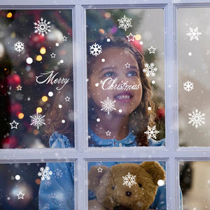 あす楽　ウォールステッカー クリスマス雪の結晶 Merry Christmas ホワイト  クリスマスハンドメイドガラスステッカー クリスマス デコレーション壁紙 インテリア 部屋 クリスマス 飾り北欧　店舗　お歳暮ギフト【endsale_18】