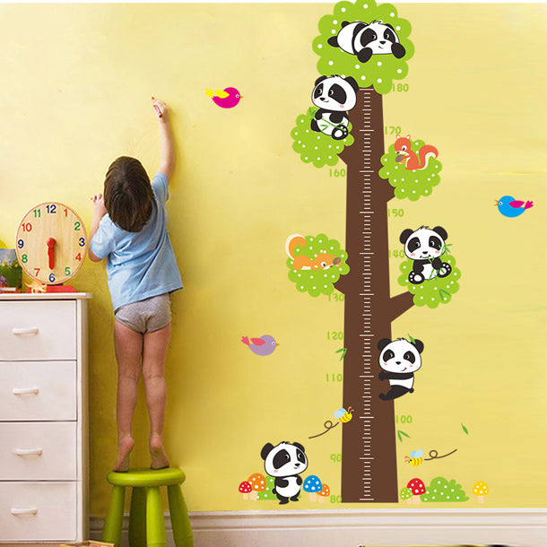 身長計 ウォールステッカー wall stickers 　パンダ ステッカー　180ｃｍ パンダ 小鳥 蝶 子供部屋　壁画　キッズ　保育園　ベビールーム　装飾　ステッカー　剥せるタイプデコレーション　ステッカー　インテリア　?壁?窓?記録できるから便利?