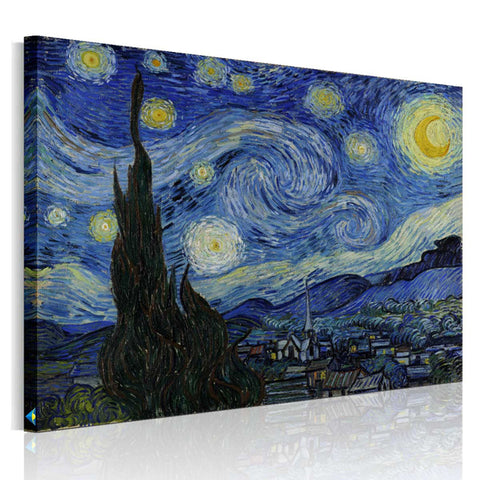 ゴッホ　星月夜　絵画 アートパネル　油絵  絵　ポスター　横70cm*縦50cm 壁掛け　玄関　装飾　絵画　ファブリックパネル　Arts モダン アート　贈り物 プレゼント　引っ越し祝い敬老の日　お中元恩師　お世話になった方　【nlife_d19】