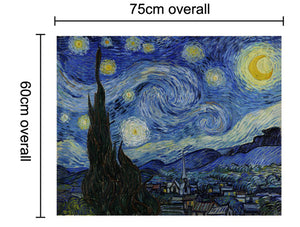 ゴッホ　星月夜　絵画 アートパネル　油絵  絵　ポスター　横70cm*縦50cm 壁掛け　玄関　装飾　絵画　ファブリックパネル　Arts モダン アート　贈り物 プレゼント　引っ越し祝い敬老の日　お中元恩師　お世話になった方　【nlife_d19】