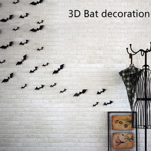 ウォールステッカー ハロウィン こうもり　パーティー グッズ Halloween  3D立体壁飾り デコレーション 飾り付け 蝙蝠　こうもり　12枚組 (ブラック)　ハロウィン 仮装　装飾　店舗　イベンド会場