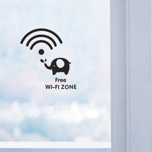 ウォールステッカー WIFI 壁紙シール 窓シール飛んでる ゾウ シール ステッカー フリー ワイファイ ゾーン お知らせ アクセント インテリア　お店装飾　店舗　イベンド会場