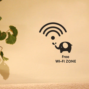 ウォールステッカー WIFI 壁紙シール 窓シール飛んでる ゾウ シール ステッカー フリー ワイファイ ゾーン お知らせ アクセント インテリア　お店装飾　店舗　イベンド会場