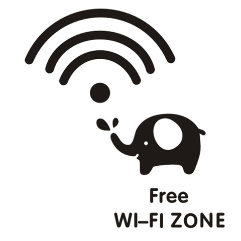 ウォールステッカー WIFI 壁紙シール 窓シール飛んでる ゾウ シール ステッカー フリー ワイファイ ゾーン お知らせ アクセント インテリア　お店装飾　店舗　イベンド会場