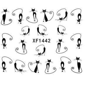 楽天通販ネイルシール 埋め込みやすい 貼るだけ 繊細 かわいい 黒猫 黒白 子猫 猫柄 デザイン オシャレネイルアート　ネイルデザイン用品