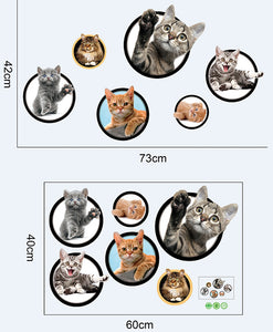 【6匹の猫セット】ウォールステッカー ねこ猫バスルームウォールステッカー面白い猫 北欧 ウォールステッカー 動物 壁紙 ウォールステッカー トイレウォールステッカー 猫 つぶらな瞳で覗くネコちゃんがとってもキュート?