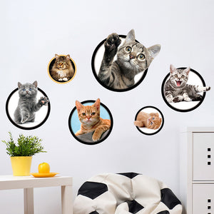 【6匹の猫セット】ウォールステッカー ねこ猫バスルームウォールステッカー面白い猫 北欧 ウォールステッカー 動物 壁紙 ウォールステッカー トイレウォールステッカー 猫 つぶらな瞳で覗くネコちゃんがとってもキュート?