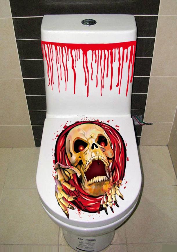 ハロウィン トイレステッカー（ゾンビ）便器/便座　シートウォールペーパー 3Dシール創意　面白　剥がせる　防水　賃貸OK　トイレ　キチン　インテリアシート多種類から選べるサイズ　31ｘ60ｃｍ