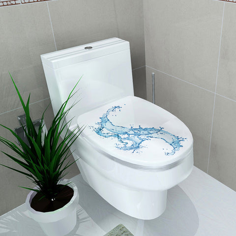 ウォールステッカー トイレ　便座シール　海水の柄　トリックアート　　 浴室　便座の蓋　カバー　トイレ用　便器蓋装飾ステッカー　だまし絵ステッカー　便器のふた　ステッカー北欧風　約31cm×約36cm