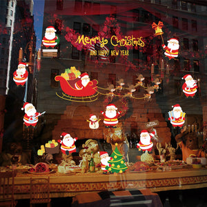 ウォールステッカー サンタクロス Merry christmas 小さなサンタさんがとても可愛い『サンタの夜』プレゼント ガラスステッカー店舗　ショーウィンドウ　カッティングシートウィンドウディスプレイ　お歳暮　クリスマス　【endsale_18】