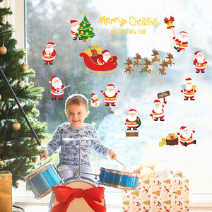 ウォールステッカー サンタクロス Merry christmas 小さなサンタさんがとても可愛い『サンタの夜』プレゼント ガラスステッカー店舗　ショーウィンドウ　カッティングシートウィンドウディスプレイ　お歳暮　クリスマス　【endsale_18】