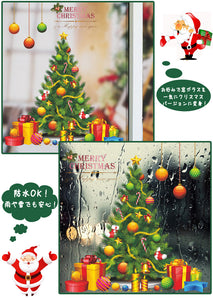 ２枚セット クリスマスウォールステッカー　クリスマスツリー そり 　壁紙シール　ウォールペーパー　ウォールシール　ガラス　ステッカー Merry christmas ー店舗　ショーウィンドウ　カッティングシートウィンドウディスプレイ