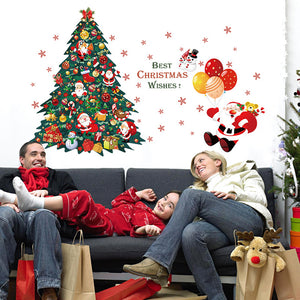 ウォールステッカー　クリスマス ショーウインドー　飾り窓　壁紙　かわいい　クリスマスツリー　オシャレ　インテリア 店舗用 おしゃれ 北欧 シール 賑やかな雰囲気ガラスステッカー店舗　ショーウィンド　装飾 サンタ　お歳暮　クリスマス 【newyear_d19】