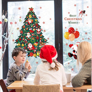 ウォールステッカー　クリスマス ショーウインドー　飾り窓　壁紙　かわいい　クリスマスツリー　オシャレ　インテリア 店舗用 おしゃれ 北欧 シール 賑やかな雰囲気ガラスステッカー店舗　ショーウィンド　装飾 サンタ　お歳暮　クリスマス 【newyear_d19】