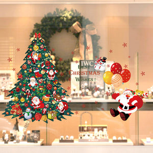 ウォールステッカー　クリスマス ショーウインドー　飾り窓　壁紙　かわいい　クリスマスツリー　オシャレ　インテリア 店舗用 おしゃれ 北欧 シール 賑やかな雰囲気ガラスステッカー店舗　ショーウィンド　装飾 サンタ　お歳暮　クリスマス 【newyear_d19】