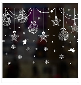 ウォールステッカー　クリスマスオーナメント雪の結晶Christmas（ホワイト） 雪の結晶＆天使＆ツリー　オーナメント　メリークリスマスハンドメイド　ガラスステッカーおしゃれ 北欧 シール　ウォールステッカー トイレ リビング 玄関 洗面所 店舗　お歳暮
