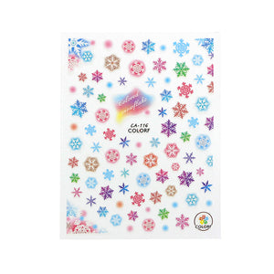 クリスマスネイルシール 雪の結晶 Merry Christmasクリスマスツリーネイルシールメタリックネイルアート ネイルパーツクリスマスコフレにも?
