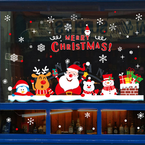 ウォールステッカー サンタクロース Merry christmas クリスマスツリー ウォールステッカー クリスマス インテリア 店舗用 クリスマス 飾り サンタ 雪だる　サンタクロース 壁飾り ドア 玄関 サンタ デコレーション北欧 シール おしゃれ 【endsale_18】