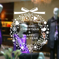 ウォールステッカー クリスマス リース ホワイト転写式 ガラスオーナメント雪の結晶 ショーウインドー クリスマスハンドメイド　ガラスステッカー店舗　ショーウィンドウ　カッティングシートウィンドウディスプレイインテリア おしゃれ 北欧 シール