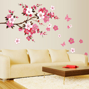 ウォールステッカー桃の花と蝶々 壁シール 春  華やかな ピンク 大きさサイズ　ウォールステッカー 花　装飾　 wall sticker ウォールペーパー ウォールシール壁紙　インテリア　雑貨　【new_d19】