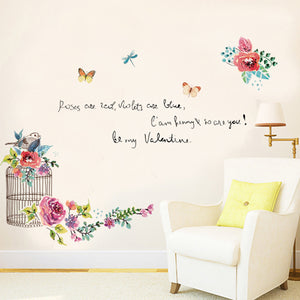 ウォールステッカー 花 鳥かご 植物　英字 wallsticker 大きサイズ お正月　壁飾り インテリアシール 北欧 オシャレ 誕生日 diy 壁紙 身長計 子供 アニマル 窓  階段 アルファベット 文字 玄関　インテリア雑貨　壁シール
