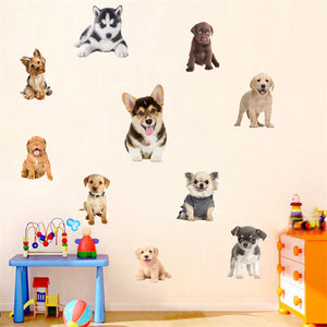 ウォールシール　3D　ウォールステッカー ワンちゃん犬   わんちゃんの写真いっぱい wall stickerウォールペーパー　シールインテリア 壁紙 シール 賃貸OK はがせる 剥がせる DIY 模様替え壁紙シール 即納?
