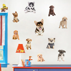 ウォールシール　3D　ウォールステッカー ワンちゃん犬   わんちゃんの写真いっぱい wall stickerウォールペーパー　シールインテリア 壁紙 シール 賃貸OK はがせる 剥がせる DIY 模様替え壁紙シール 即納?