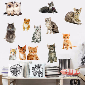 ウォールステッカー　猫　ねこ　世界の品種ピックアップ！　世界のネコちゃん大集合 かわいい猫  シール式 装飾 おしゃれ はがせる 剥がせる DIY ねこ 動物 立体 騙し絵 写真 カフェ ペット屋 玄関 寝室 子供部屋 賃貸OK