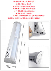 LED人感センサーライト 暖光色ナイトライト マグネット付き  LED電飾省エネ 電池式 貼り付け式 キッチン　玄関　階段　クロゼット　廊下　台所　本棚　 屋内屋外　お蔵
