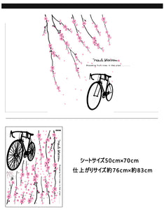ウォールステッカー 花桃の枝と自電車　wall sticker 壁紙 壁シール　大版サイズウォールペーパー ウォールシール ステッカー　シール 壁紙 ステッカー リビング　インテリア 雑貨　年末年始　引越し　ギフト