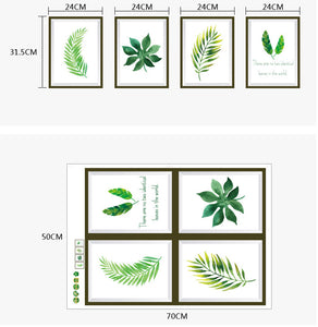 ウォールステッカー 花 植物　葉ハワイ風　観葉植物　リメイクシート 額縁　壁紙　シール　ポスターグリーン　リーフ　大きい葉 おしゃれ 北欧  シール　ウォールステッカー トイレ リビング 玄関 洗面所 テレビの廻りに貼る 引越し 店舗 賃貸ＯＫ！