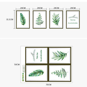ウォールステッカー 花 植物　モンステラ　葉　ハワイ風　壁紙　ポスターグリーン　リーフ、観葉植物、額縁、　大きい葉 おしゃれ 北欧  シール　ウォールステッカー トイレ リビング 玄関 洗面所 テレビの廻りに貼る 店舗 賃貸ＯＫ！
