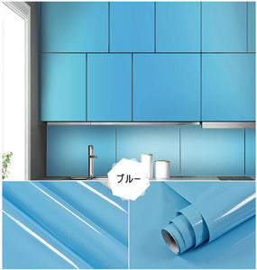 リメイクシート 60 x 500 cm　ブルー　壁紙　粘着シートウォールシールリフォーム  家具リメイクシート 壁紙シール 壁紙シート リフォーム　補修 防水加工　トイレ キッチン 家具 小物 補修 賃貸OK！あす楽対応可楽天通販