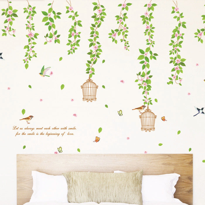 ウォールステッカー 木 鳥かご 植物　英字 wallsticker 大きサイズ 壁飾り 春　壁紙シールインテリアシール 北欧 オシャレ 誕生日 diy 壁紙 身長計 子供 アニマル 窓 風景 動物キッチン スイッチ  星 鳥 魚 音符  階段【nlife_d19】