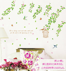 ウォールステッカー 木 鳥かご 植物　英字 wallsticker 大きサイズ 壁飾り 春　壁紙シールインテリアシール 北欧 オシャレ 誕生日 diy 壁紙 身長計 子供 アニマル 窓 風景 動物キッチン スイッチ  星 鳥 魚 音符  階段【nlife_d19】
