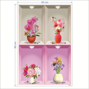 ウォールステッカー 花 薔薇鉢植え フォトフレーム 　ポスター  ガーデン 剥がせる 壁紙シール  部屋飾り 春 壁ステッカー 壁シール シール ステッカー 壁 インテリア ウォール ウオール シート アート ポスター 防水 ウォールステッカーおしゃれ