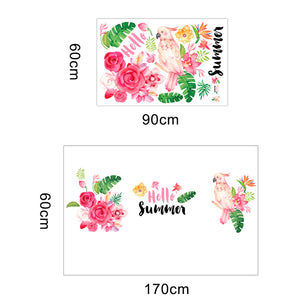 ウォールステッカー 花　薔薇と鳥 　壁紙シール 剥がせるステッカー インコ ウォールステッカー 花 壁紙シール ガーデン 剥がせる 壁紙 部屋飾り 春 ウォールステッカー 防水 おしゃれ インテリア 店舗 ガラスドア リビング 玄関 廊下  ウォールシールおしゃれ