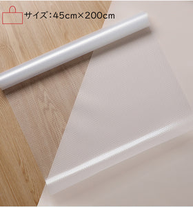 シェルフライナー キッチンシート 戸棚シート防水 EVA製透明なマット　食器棚用　台所用 滑り止めシート透明多用途　撥水 防汚棚板シート ノンスリップマットライナー　防湿マット汚れ防止シート滑りにくい 接着剤なし 裁断可能サイズ45×200cm【new_d19】