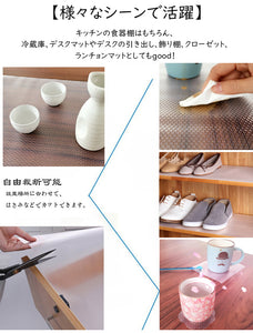 シェルフライナー キッチンシート 戸棚シート防水 EVA製透明なマット　食器棚用　台所用 滑り止めシート透明多用途　撥水 防汚棚板シート ノンスリップマットライナー　防湿マット汚れ防止シート滑りにくい 接着剤なし 裁断可能サイズ45×200cm【new_d19】