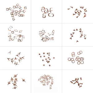 ローズゴールド  ネイルパーツ メタルスタッズ　星 月 薔薇の金色 ビジュー 12種類 大量 メタルパーツ 丸カンジェルネイル 3Dネイルデコレーション スタッズ ケース付き?母の日　プレゼント【coolbed_d19】】