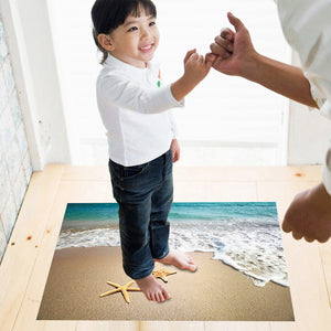 ウォールステッカー海 砂浜　3Dビーチ壁紙シール　 ビーチオーシャン壁紙  ウォールステッカー床 トリックアート   だまし絵 ウォールステッカー 北欧 ウォールステッカー トイレウォールステッカー 英字 植物 グリーン 壁紙ウォールステッカーおしゃれ