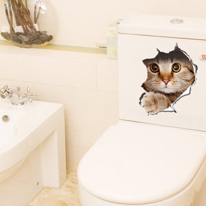 ウォールステッカー ねこ だまし絵 ドッキリシール ネコステッカー ネコトリックアートペット 猫好き ねこ好き ビックリ どっきり 3D キャット シール  猫ステッカー ねこステッカー かわいい トリック ドッキリ 壁穴隠し キャッツ 猫絵 子猫 ネコ柄ネコシール おしゃれ